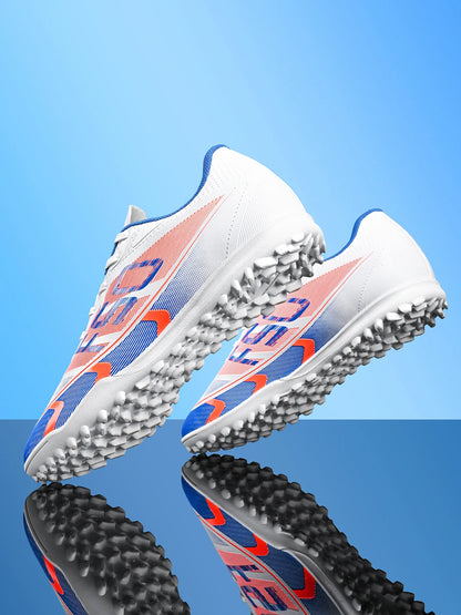 Chaussures de football pour hommes, modèle TF pour terrains synthétiques, tige en PU respirant, crampons en caoutchouc antidérapants, baskets de football pour adultes, idéales pour l’entraînement sur gazon synthétique