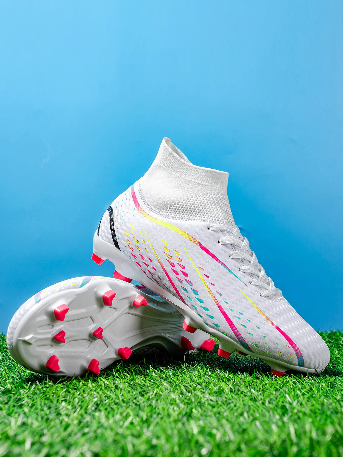 Chaussures de football AG FG pour adultes, dédiées aux compétitions, tissu PU haute densité, crampons longs en TPU antidérapants, robustes, pour entraînement sur gazon naturel