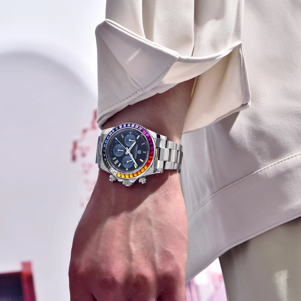 Orologio da uomo PAGANI DESIGN – Modello con quadranti colorati, orologio da polso al quarzo di lusso, cronografo dotato di un movimento