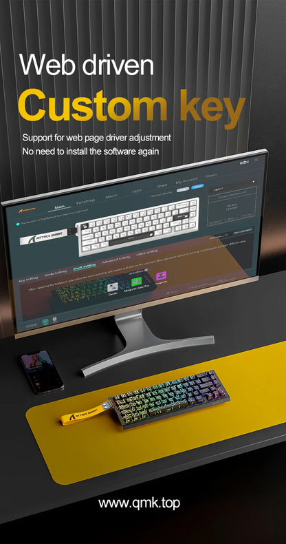 Teclado gaming magnético ATTACK SHARK X68HE X68PRO HE e FREEWOLF F68 com fios F68Pro sem fios para gaming profissional 0.01mm Rapid Trigg