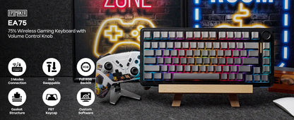 EPOMAKER EA75 75% US QWERTY Layout Hot-Swap Gasket-Mounted Wired/2.4GHz/Bluetooth Wireless Mechanical Keyboard RGB Backlight