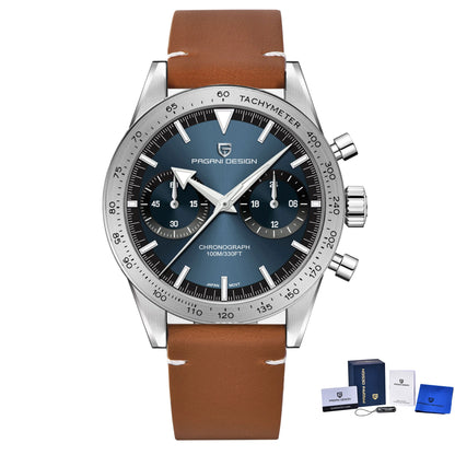 PAGANI DESIGN 2024 New Wide Arrow Moon Men's Watches Luxury Quartz Watch For Men Sport Retro Chronograph VK64 AR Sapphire Glass