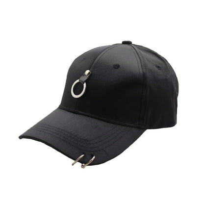 Women Men Hip Hop Kpop Snapback Baseball Cap Solid Color With Ring Sport Dancing Travel Lover Dad Hat Caps Streetwear Adjustable