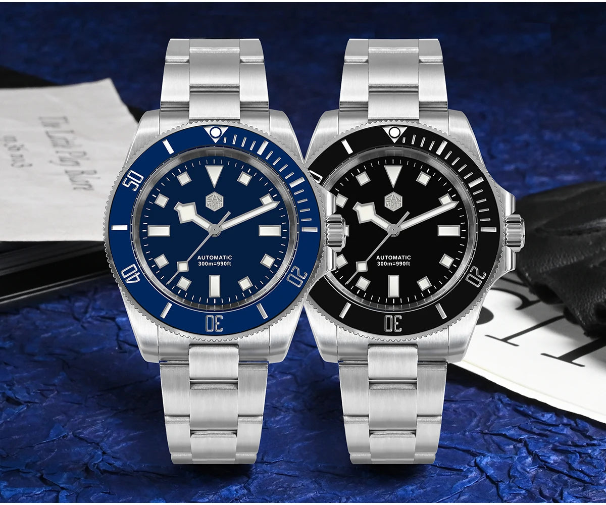 San Martin 40mm Stainless Steel Classic Men Diver Watch Japan NH35 Automatic Mechanical Sapphire Waterproof 300m SN0111