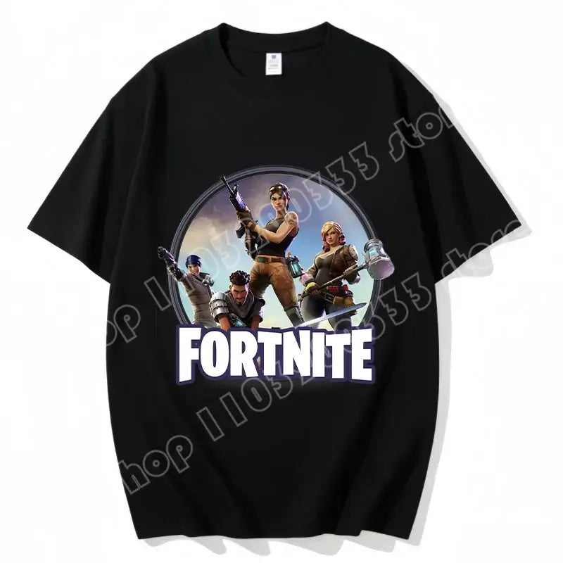 Fortnite Crew Neck T Shirt Unisex Adult Game Dance Fashion New Pure Cotton Short Sleeve Tops Perfect for Casual Wear Vacations