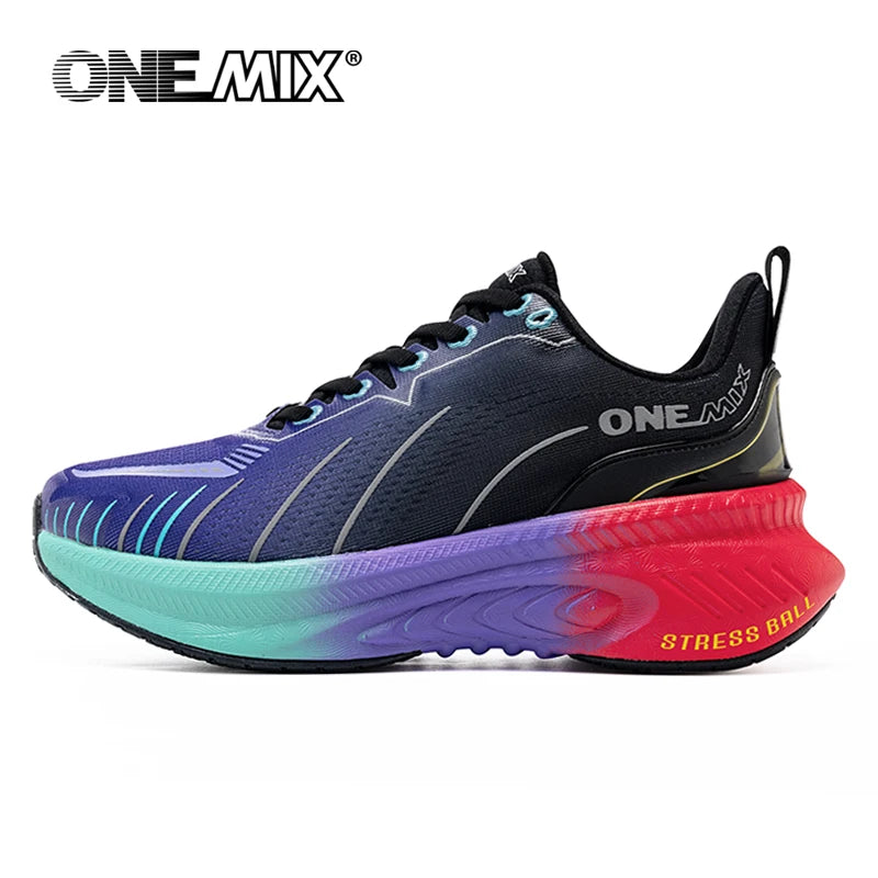 ONEMIX Nouvelles chaussures de course à amorti pour hommes, adaptées aux coureurs intensifs, à lacets, sportives, pour femmes, antidérapantes, d'extérieur, athlétiques, baskets pour hommes