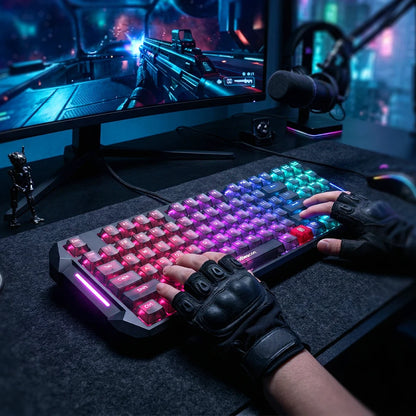 DarKBeacon RGB 87 Keys Compact TKL Keyboard USB Wired Hot-Swappable Silent Mechanical Keyboards for Windows Laptop PC Game Work