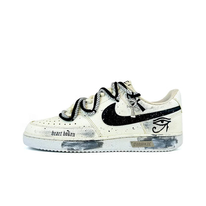 Personalizované tenisky Nike Court Vision 1 Low „Eye of God 2.0“ s efektem opotřebení a rozstříknutým vzorem – pánské tenisky na skateboarding