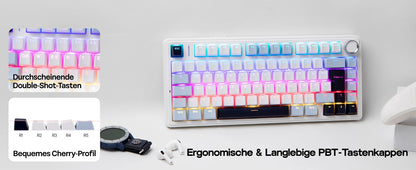 EPOMAKER x AULA F75 ISO-DE Tri-Mode Connectivity QWERTZ German Layout Wireless Mechanical Keyboard with 4000 mAh Battery