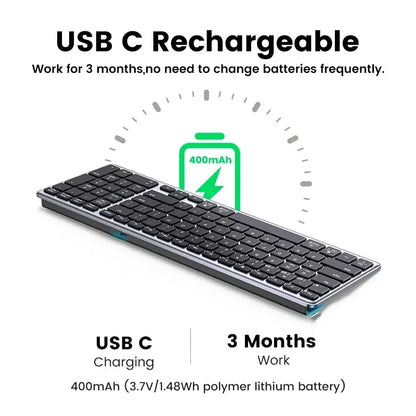 Wireless Keyboard Bluetooth 5.0 Receiver 2.4G English 102 Keycaps For MacBook iPad USB C Rechargeable Keyboard PC Accessories