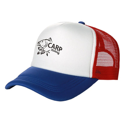 „Carp Fish“ vyriškos „Trucker“ kepurės, juokingos žvejybos motyvais, beisbolo kepurės, vėsios vasarinės unisex kepurės iš tinklelio MZ-169