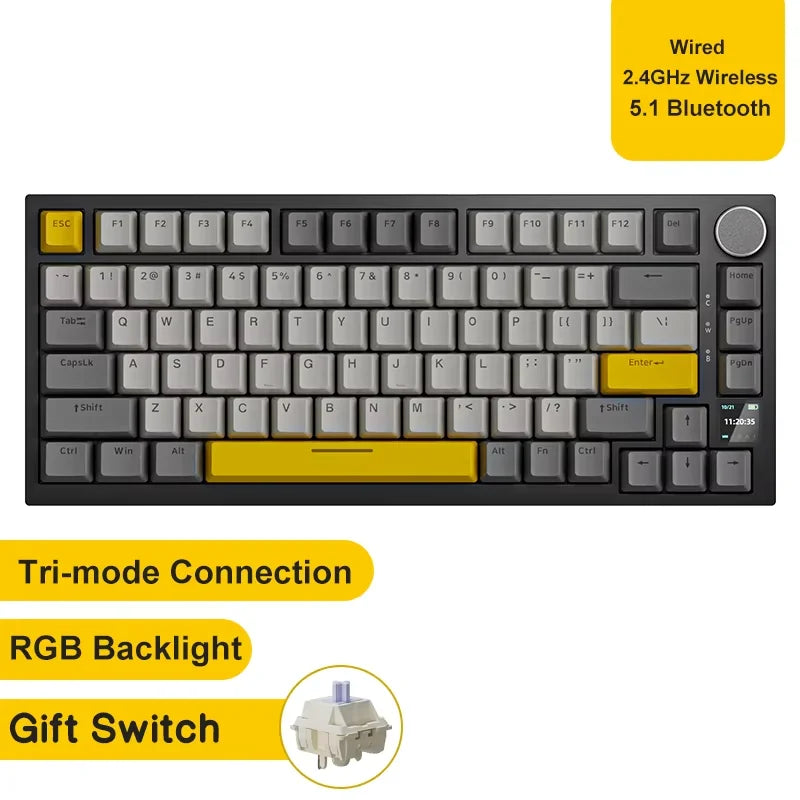 Ajazz AK820/AK820Pro Gaming Mechanical Keyboard Bluetooth 5.1/Wireless/Wired Custom Keyboard With Heat Exchange Sealed Button