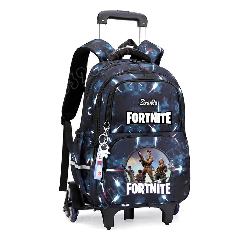 Fortnite Trolley Bag Easy Stair Climbing Anime Waterproof Wheeled Backpack Large Capacity Student Schoolbag Casual Travel Bag