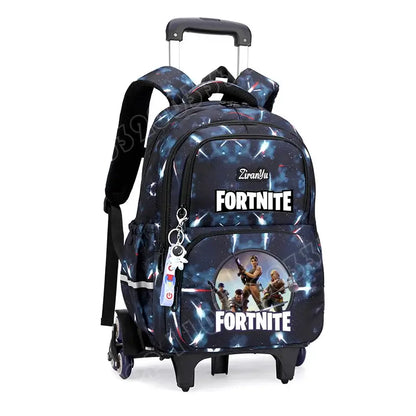 Fortnite Trolley Bag Easy Stair Climbing Anime Waterproof Wheeled Backpack Large Capacity Student Schoolbag Casual Travel Bag