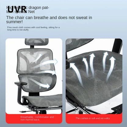 UVR Computer Gaming Chair Ergonomic Design Backrest Armchair Comfortable Reclining Boss Chair Lift Swivel Mesh Office Chair