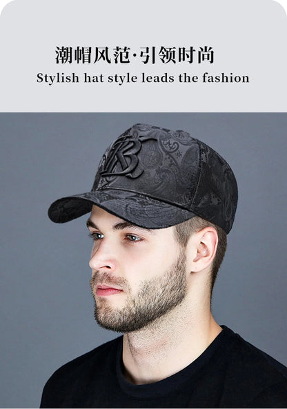 2024 Fashion Embroidery High top Baseball Cap Men's cashew print outdoor casual Cap face Trim four seasons
