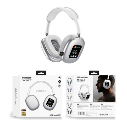 MAX600 Model New Wireless Active Noise Cancelling Headphones Hybrid Wireless Headphone With Touch Control LED Screen 2026 Hot