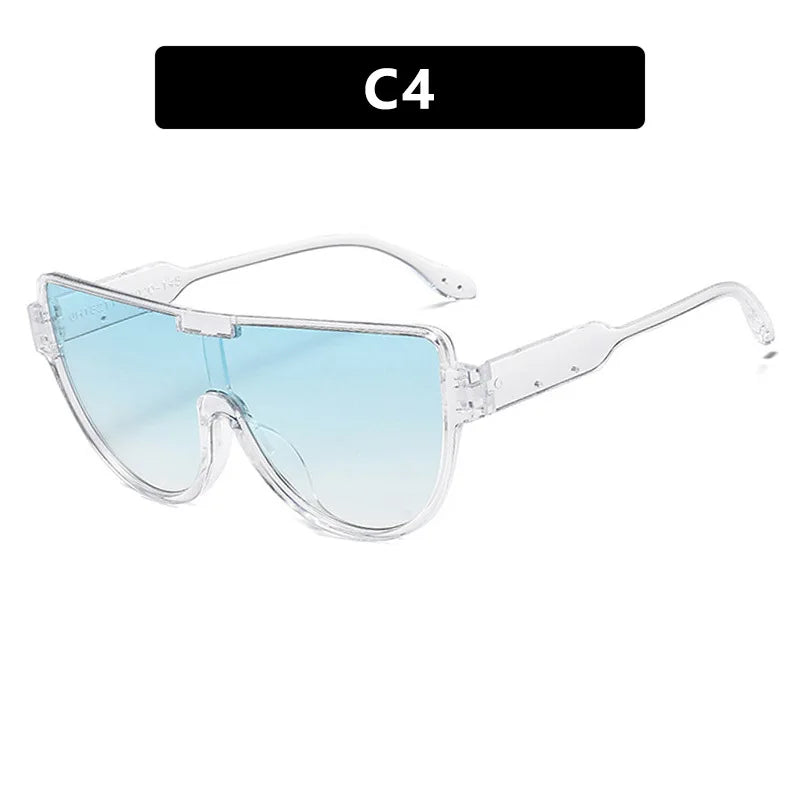 2025 New Design Monoblock Semi-round Sunglasses Designer Half Frame Goggle Shades Outdoor Oversized Sun Glasses for Women & Men