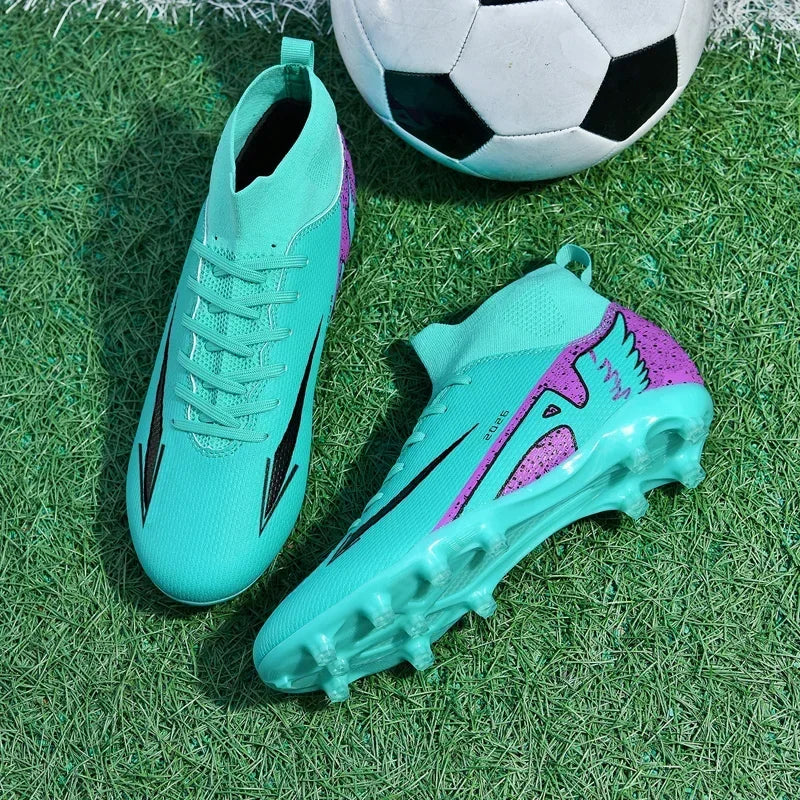 Nouvelles chaussures de football pour hommes, chaussures de sport d'extérieur, ultra-légères, de haute qualité, à cheville haute, chaussures de football en salle antidérapantes, futsal antidérapant.