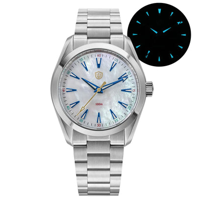 Hodinky Watchdives WD0006, stroj VH31 s plynulým chodem sekundové ručky, vypouklé safírové sklo, luminiscenční povlak BGW9, vodotěsnost 10 barů, 38 mm, vintage styl