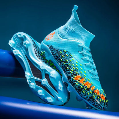 1 paire de chaussures de football pour hommes, résistantes à l'usure, antidérapantes, avec crampons longs et courts, idéales pour les matchs sur gazon extérieur, pour étudiants et adultes