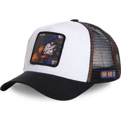 Casquette Dragon Ball Son Goku pour l'été : casquette de voyage à visière, pour homme, brodée, style hip-hop, visière pare-soleil, casquette trucker ajustable en maille