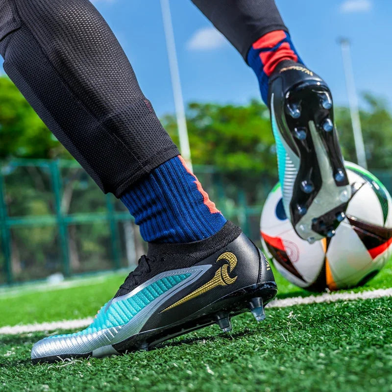 Nouveaux hommes bottes de Football adulte antidérapant Sport de plein air entraînement crampons chaussures de Football garçons longues pointes respirant Match confortable