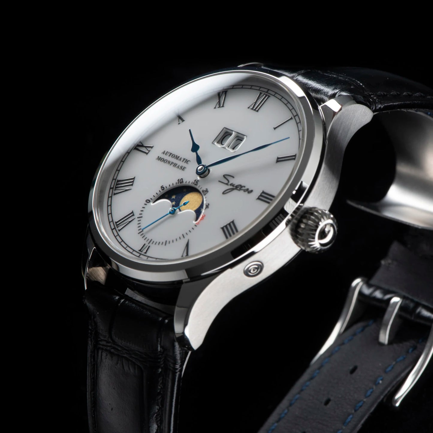 Sugess Watch Tianjin ST25 Automatic Mechanical Movement Real Moonphase Men Watches Luxury Wristwatch Retro Reloj Hombre Sapphire