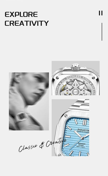 FARASUTE Automatic Mechanical Luxury Men's Watch Miyota9019 Movement Ultrathin 8.9mm Luminous 5ATM Waterproof Wristwatches Male