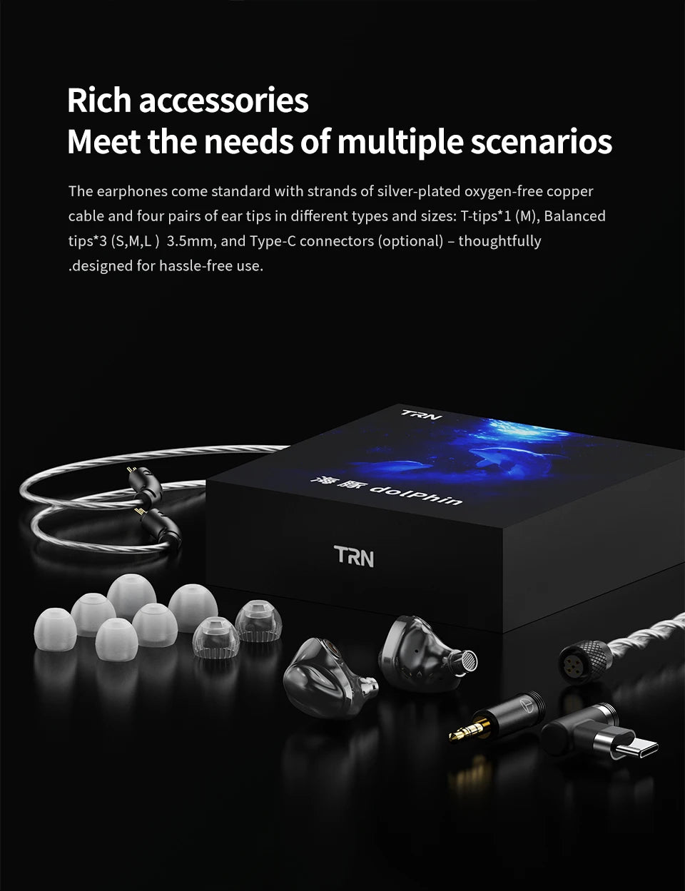 TRN Dolphin Wired Earphones with 10mm Dual Magnetic Dynamic Driver, Liquid Metal HiFi In-Ear Headphones, High Resolution Audio Earbuds