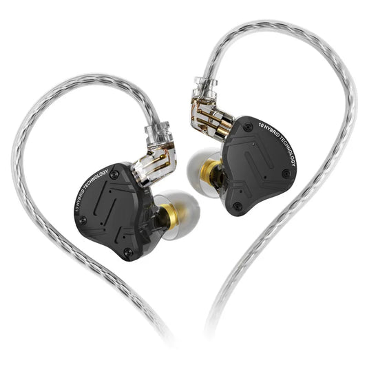 KZ ZS10 Pro X HiFi Hybrid Driver Earphones Wired In-Ear Monitor Headphones with Metal Shell, Bass Earbuds, Detachable Cable & Microphone
