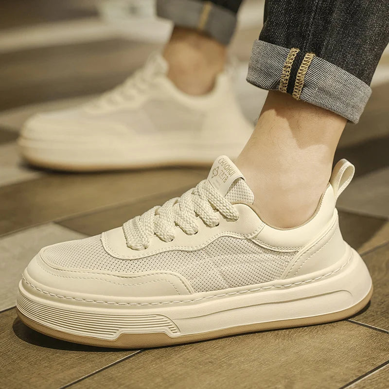Men's Ultralight Breathable Mesh Sneakers 2025 Fashion Thick Sole Casual Shoes Comfortable Lace-up Trainers for Daily Walking