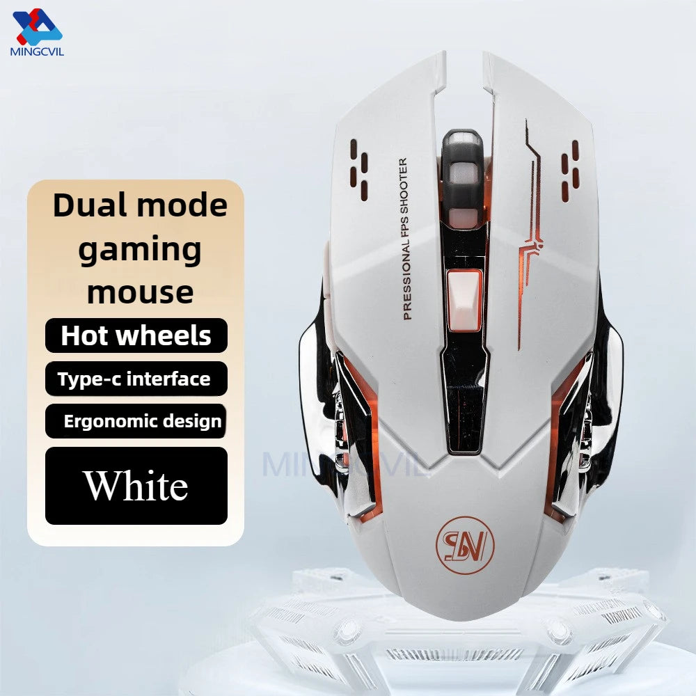 MINGCVIL Rechargeable Wireless Gaming Mouse Bluetooth & USB Computer Mouse, Ergonomic RGB Backlit Wireless Mouse for PC, Laptop, Mac & Gaming