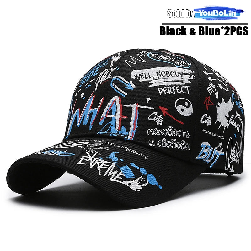 Graffiti Baseball Cap for Men Women – Cotton Adjustable Hat Street Style Snapback