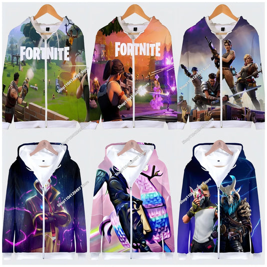2024 New Game Zipper Hoodie Children's Sweatshirt Fortnite Pullover Sweatshirts Fashion Boys and Girls Clothing