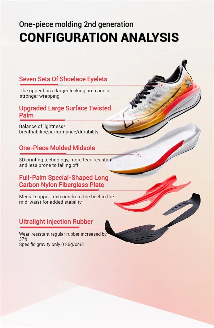 Xtep One Piece Model 2.0/1.0 Men Running Shoes  Autumn Comfortable Stability Cushion Rebound Racing Sneakers 876319110073