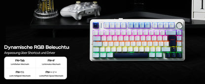 EPOMAKER x AULA F75 ISO-DE Tri-Mode Connectivity QWERTZ German Layout Wireless Mechanical Keyboard with 4000 mAh Battery