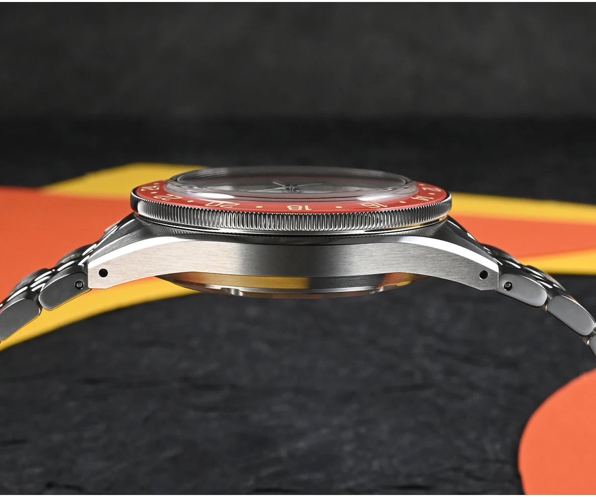 Relógio Automático Masculino San Martin 39.5mm Edição Limitada com Mostrador Full Lume NH34 GMT 6H Data 10Bar Luxo Kol Saati SN0116W