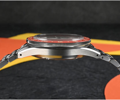 Relógio Automático Masculino San Martin 39.5mm Edição Limitada com Mostrador Full Lume NH34 GMT 6H Data 10Bar Luxo Kol Saati SN0116W