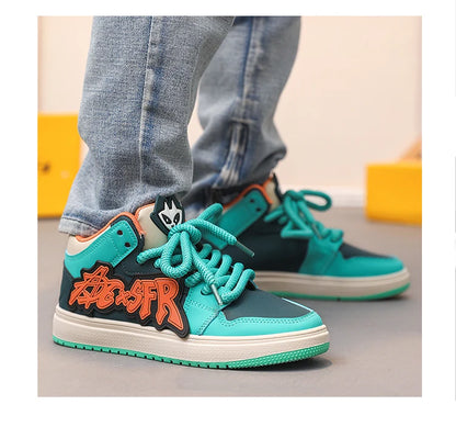 Fashion Blue Designer Skateboard Shoes Men Streetwear Hip hop Sneakers Men Luxury Platform Skateboard Sneakers Men basket homme