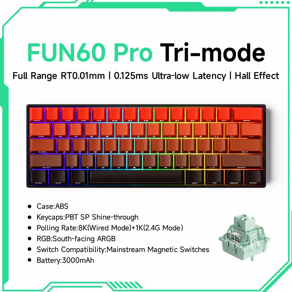 Akko MonsGeek FUN60 PRO&MAX HE Mechanical Keyboard Magnetic Switch 60% Gaming Keyboard Rapid Trigger 8K Custom Keyboard
