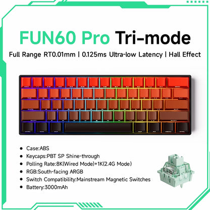 Akko MonsGeek FUN60 PRO&MAX HE Mechanical Keyboard Magnetic Switch 60% Gaming Keyboard Rapid Trigger 8K Custom Keyboard