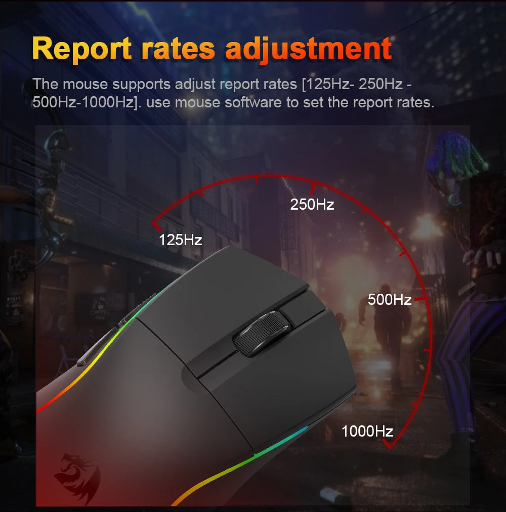 REDRAGON M816 PRO Gaming Mouse 26000 DPI Wireless RGB Gaming Mouse, Tri-Mode 2.4G Bluetooth Wired Mouse with PAW3395 Sensor