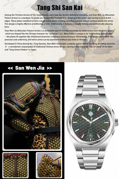 IX&DAO 2025 New 37mm Warrior Men's Automatic Mechanical Watch Miyota 9015 Movement Sapphire Stainless Steel Waterproof 10Bar BGW