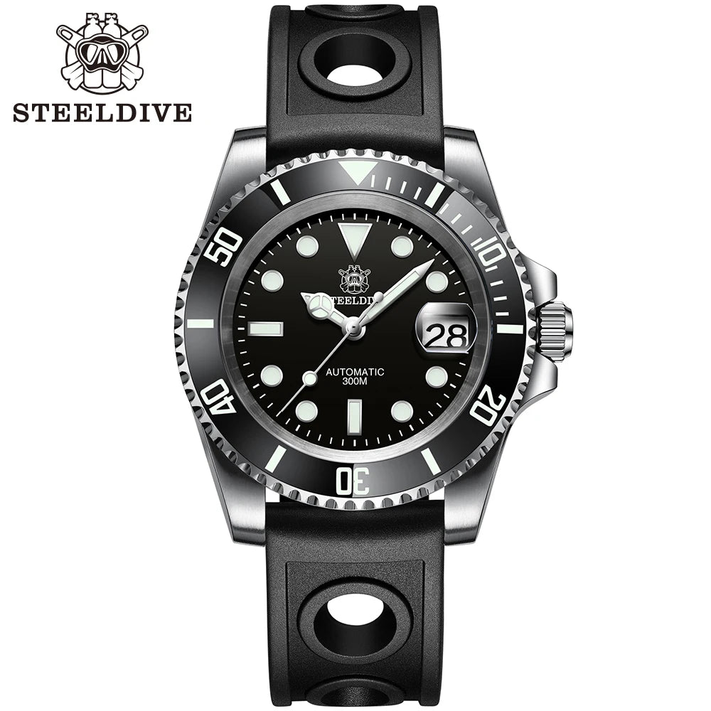 Steeldive Brand Watch SD1953 Water Ghost Diver Watch Men 300M Waterproof Sapphire Glass BGW9 Luminous NH35 Automatic Dive Watch