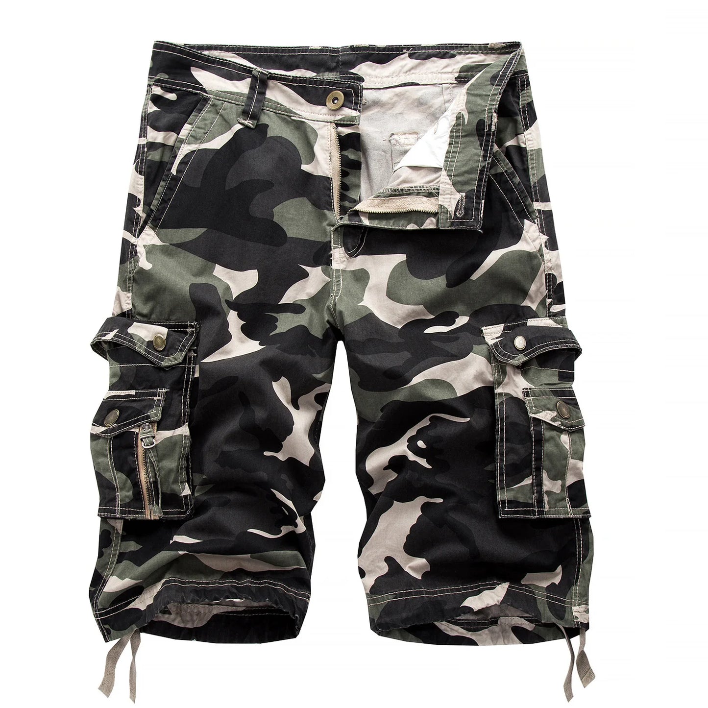 Camouflage loose work pants for men, 2025 summer military camouflage shorts for men, fashionable camouflage multi pocket work sh