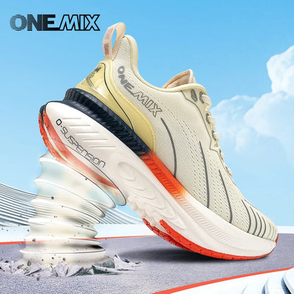ONEMIX Nouvelles chaussures de course à amorti pour hommes, adaptées aux coureurs intensifs, à lacets, sportives, pour femmes, antidérapantes, d'extérieur, athlétiques, baskets pour hommes
