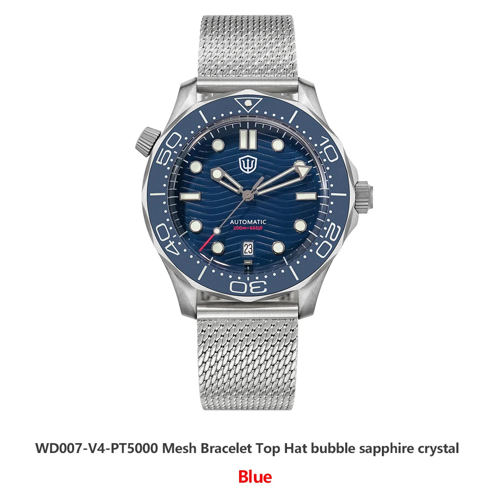 Watchdives WD007 V4 Titanium NTTD Dive Watch PT5000 Automatic Movement Sapphire Super Luminous Domed Crystal 42mm Men Watches