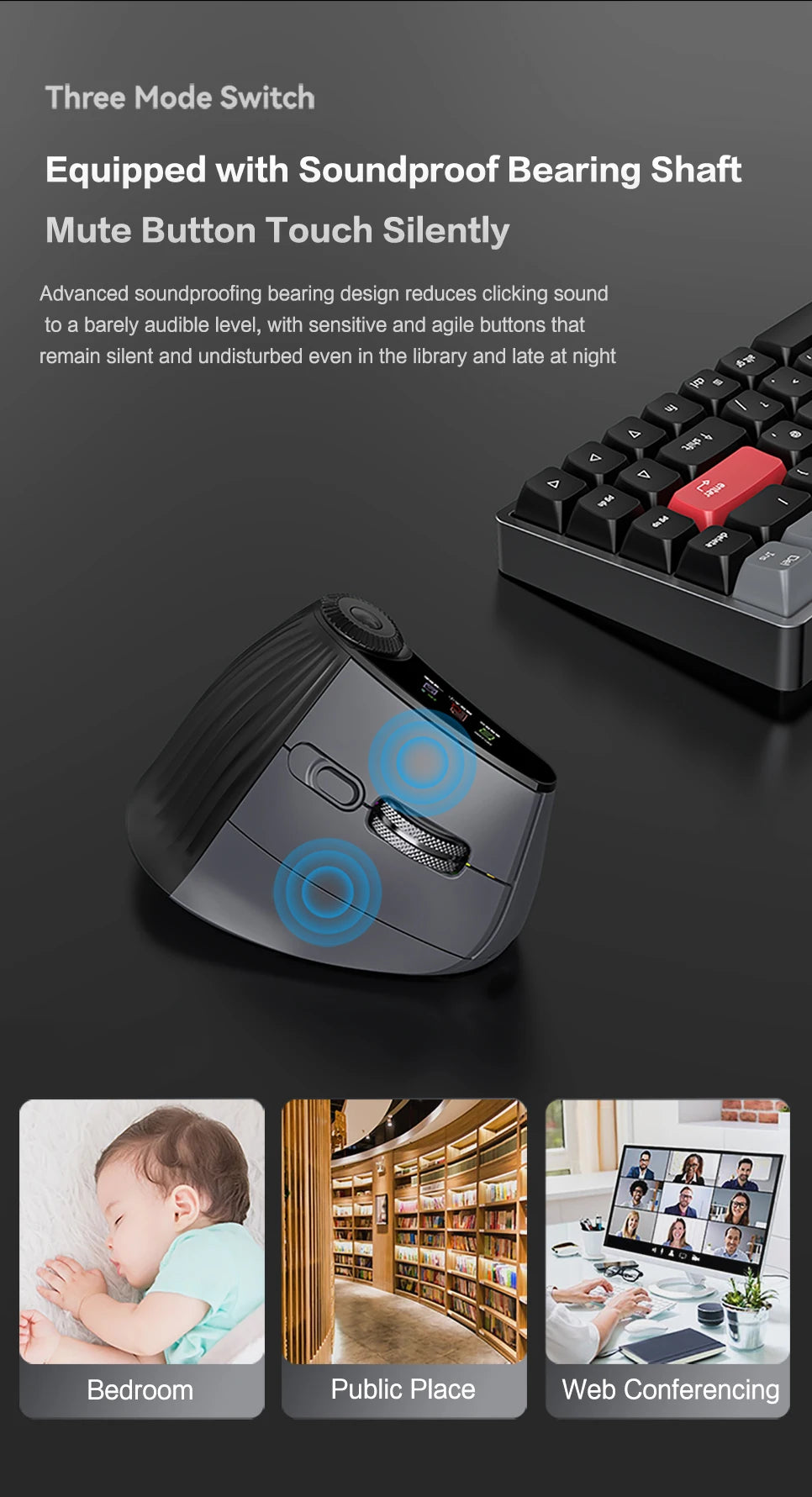 Wireless Ergonomic Mouse with Smart Flying Scroll, Bluetooth & 2.4G Rechargeable RGB Backlit Ergonomic Mouse, Adjustable DPI Gaming Mouse for PC, Laptop & Mac