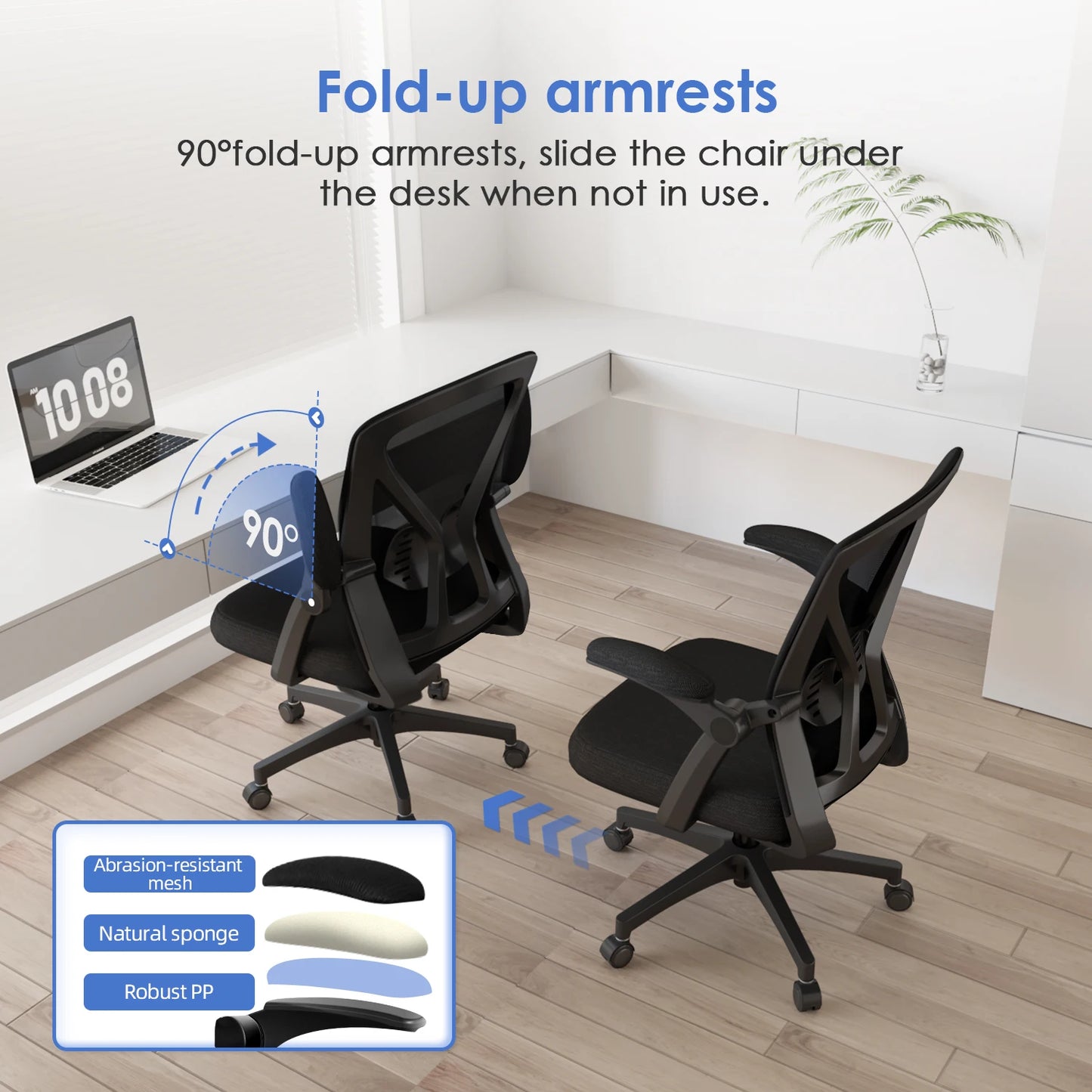Daccormax Ergonomic Office Chair with Lumbar Support, Adjustable Reclining Desk Chair, Computer Chair with Armrests for Home Office